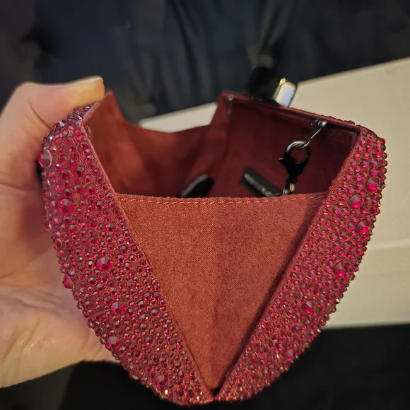 WHBM White House Black Market Elegant Red Crystal Clutch With Chain Strap NWT - Picture 11 of 16